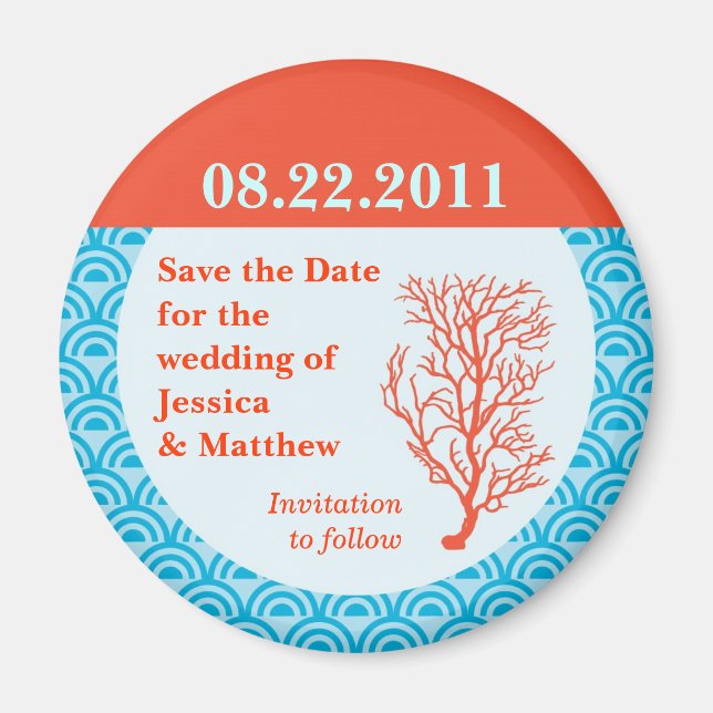 Red Coral Save the Date Magnet (Vorne)