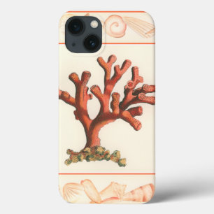 Red Coral with Conch Shell Border Case-Mate iPhone Hülle