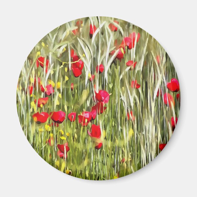 Red Corn Poppies Realistische Kunst Magnet (Vorne)