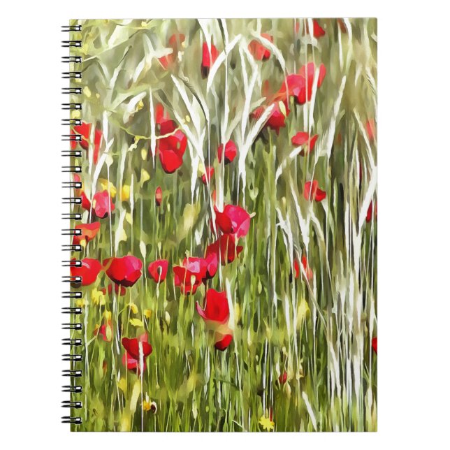 Red Corn Poppies Realistische Kunst Notizblock (Vorderseite)