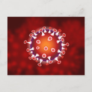 Red Corona Virus Covid Biology Postkarte