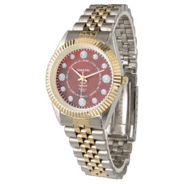 Red Corond Diamond Custom Sprichwort rund um Dial  Armbanduhr