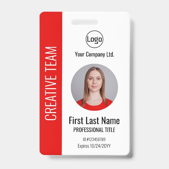 Red Corporate Employee - Logo, Foto, Strichcode-Ab Ausweis (Vorderseite)