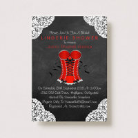 Red Corset White Lace Chalkboard Fingerie Dusche