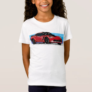 Red Corvette C7 mit Blue Stripes T-Shirt