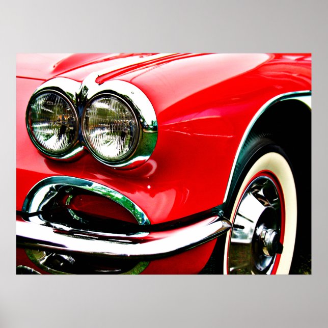 Red Corvette Headlights Poster (Vorne)