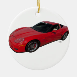 Red Corvette Keramik Ornament