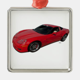 Red Corvette Silbernes Ornament