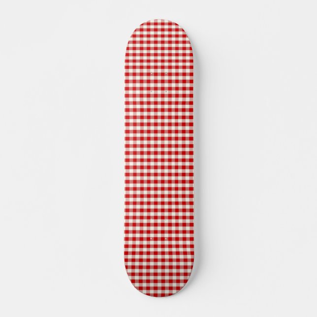Red Cottagecore Gingham Karos Skateboard (Vorne)