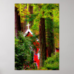 Red Country Church Poster