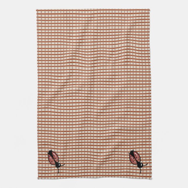 Red Country Folk Gingham Karos Handtuch (Vertikal)