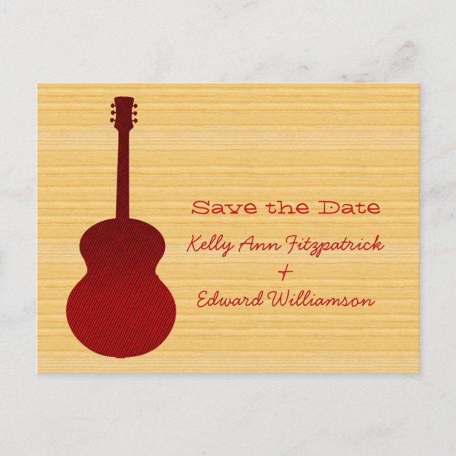 Red Country Gitarre Save the Date Postcard Ankündigungspostkarte (Vorderseite)