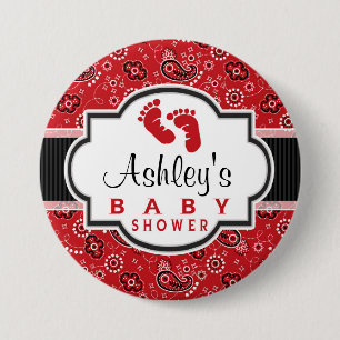 Red Country Paisley Baby Dusche Button