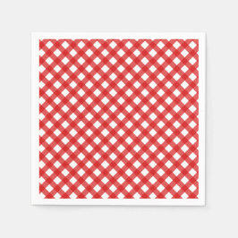 Red Country Style Gingham Pattern Serviette