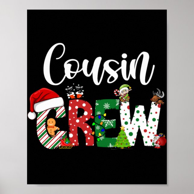 Red Cousin Crew Christmas Retro T Shirt  Poster (Vorne)