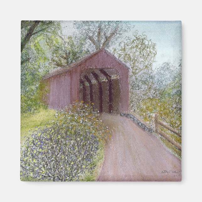 Red Covered Bridge Magnet (Vorne)