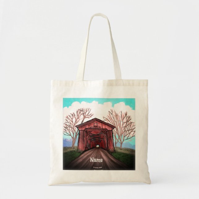 Red Covered Bridge Tote Bag Tragetasche (Vorne)