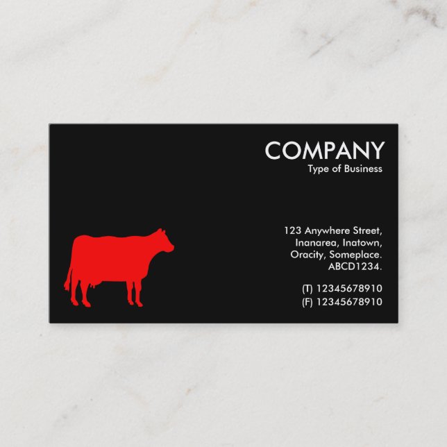 Red Cow Symbol - Schwarz Visitenkarte (Vorderseite)