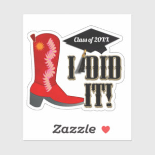 Red Cowboy Boot Abschluss Aufkleber