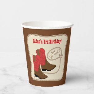 Red Cowboy Boots Boys Western Geburtstagsparty Pappbecher