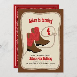 Red Cowboy Boots | Jungs Western Geburtstagsparty Einladung