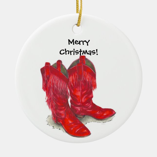 Red Cowboy Boots Ornament (Vorne)