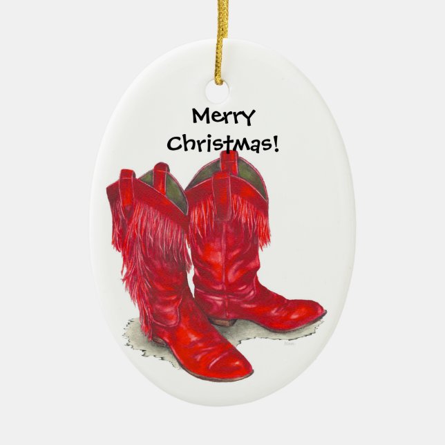 Red Cowboy Boots Ornament (Vorne)