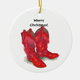 Red Cowboy Boots Ornament