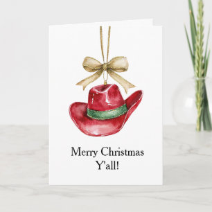 Red Cowboy Hat Christmas Karte
