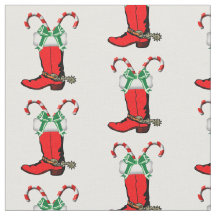 Red Cowboy Stiefel und Candy Canes Holiday Stoff