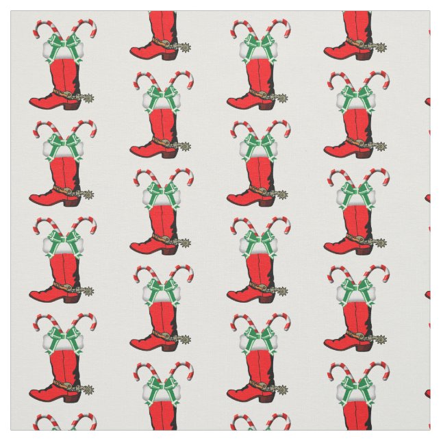 Red Cowboy Stiefel und Candy Canes Holiday Stoff (Muster)