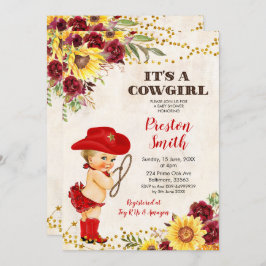Red Cowgirl Blonde Rose und Sonnenblumendusche Einladung