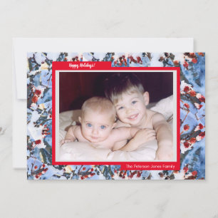 Red Crab Apple Berries Flat Foto Holiday Card Feiertagskarte