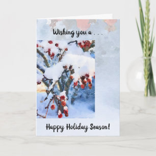 Red Crab Apple Berries - Snow Holiday Card Karte