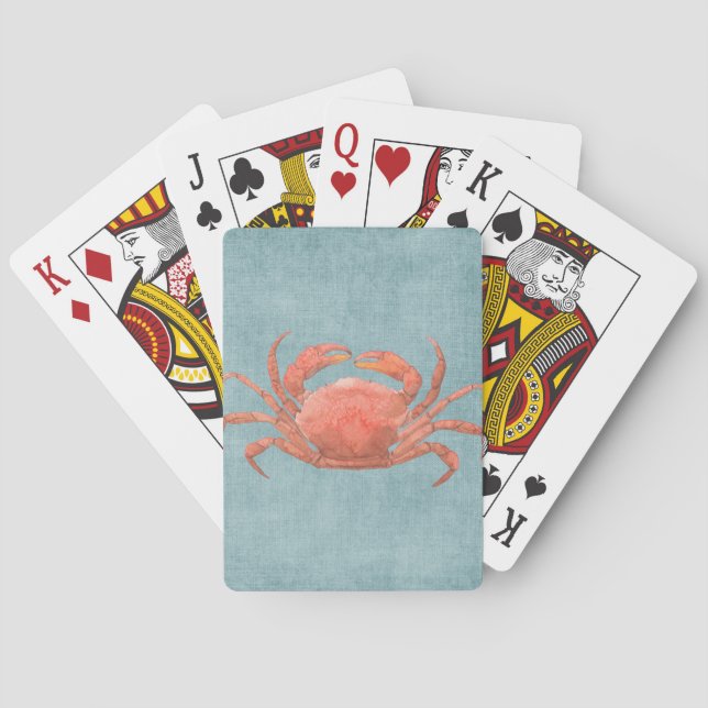 Red Crab auf Denim Playing Cards Spielkarten (Rückseite)