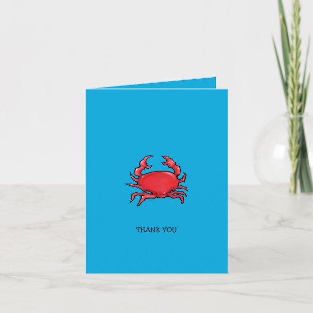 Red Crab blue Danke Note Card (Vorderseite)