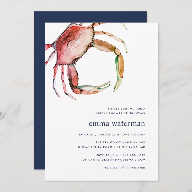 Red Crab Bridal Dusche Einladung (Vorne/Hinten)