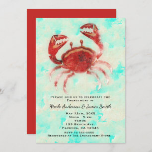 Red Crab Elegantes Beach Party Verlobung Dusche Einladung