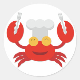 Red Crab mit Koch Hat Runder Aufkleber