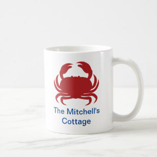 Red Crab mit Namen Nautical Coastal Beach Kaffeetasse