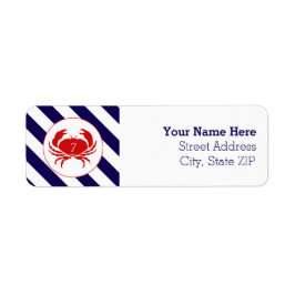 Red Crab Nautic Birthday Address Label