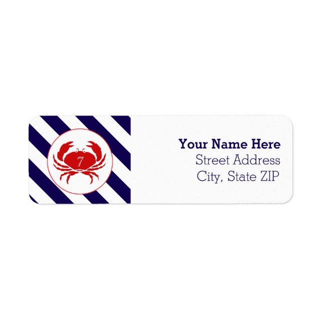 Red Crab Nautic Birthday Address Label (Vorne)