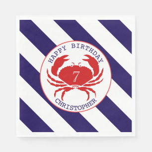 Red Crab Nautical Birthday Party Serviette