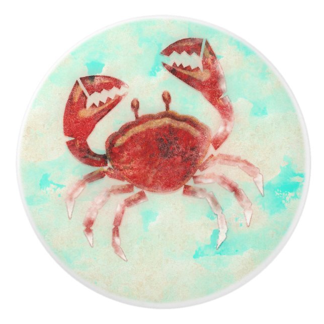 Red Crab Ocean Thema Sea Food Beach Dekoration Keramikknauf (Vorderseite)