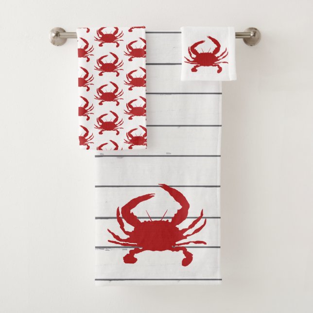 Red Crab Pattern Beach Badetuch Set (Insitu)