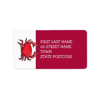 Red Crab Red Address Label Adressaufkleber