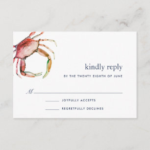 Red Crab RSVP Card Karte