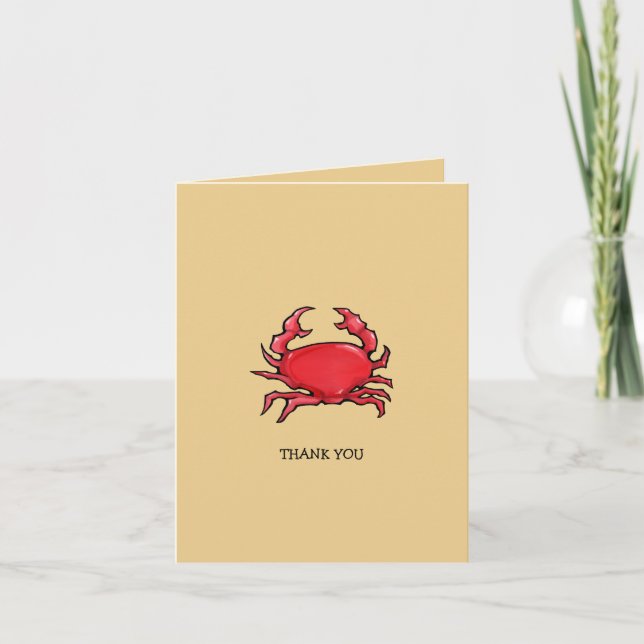 Red Crab sand Thank You Card Dankeskarte (Vorderseite)