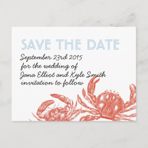 Red Crab Save the Date Ankündigungspostkarte