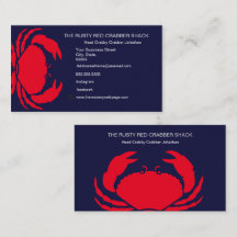 Red Crab Seafood Navy Blue White Simple Nautic B